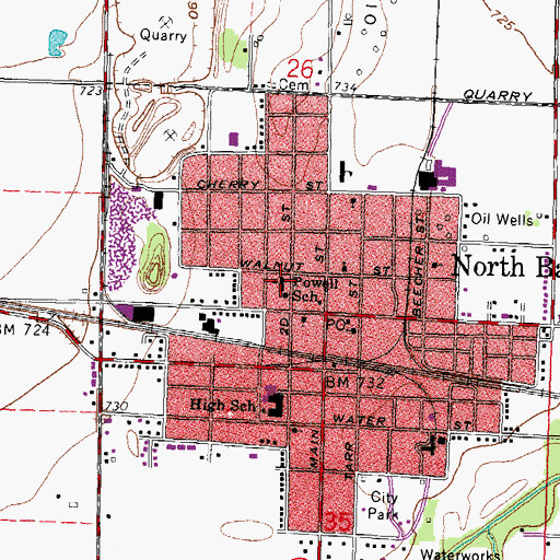 Topographic Map of E A Powell Elementary School, OH