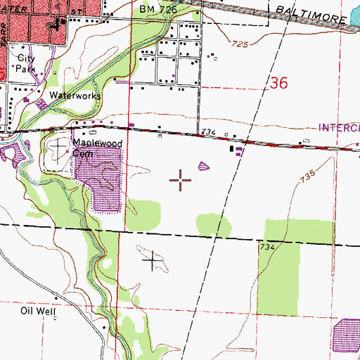 Topographic Map of Briar Hill Golf Course, OH