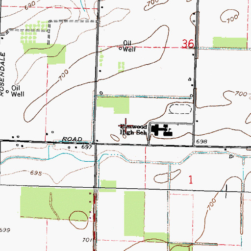 Topographic Map of Elmwood Middle School, OH