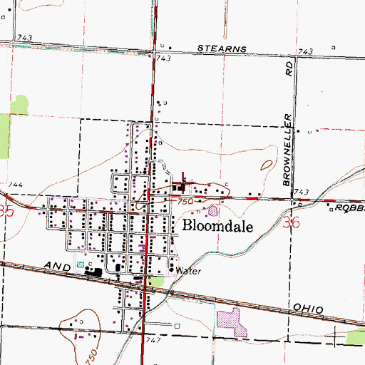 Topographic Map of Bloomdale Elementary School, OH