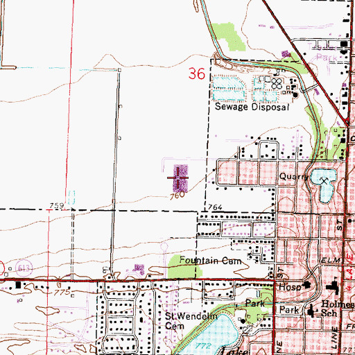 Topographic Map of Fostoria High School, OH