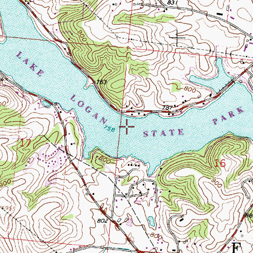 Topographic Map of Lake Logan State Park, OH