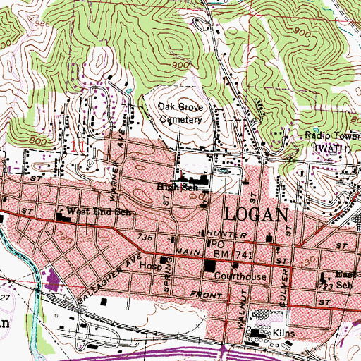 Topographic Map of Central Elementary School, OH