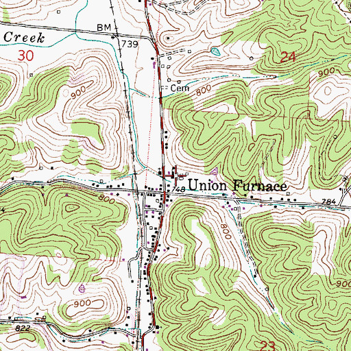Topographic Map of Union Furnace Elementary School, OH