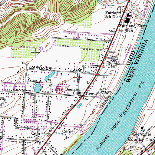 Topographic Map of Lakeland, OH