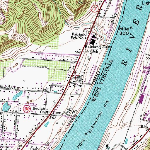 Topographic Map of Riverside Terrace, OH