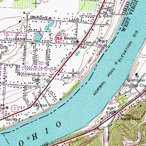 Topographic Map of Lock, OH