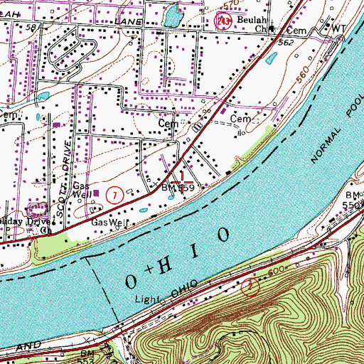 Topographic Map of Le Mae, OH