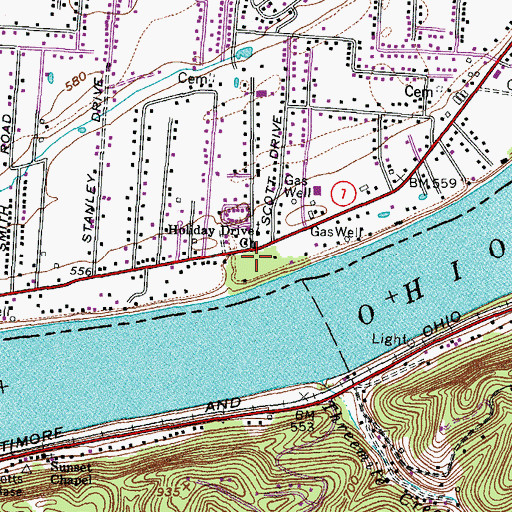 Topographic Map of Riverview, OH