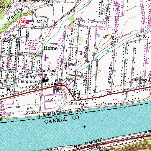 Topographic Map of Cranford, OH