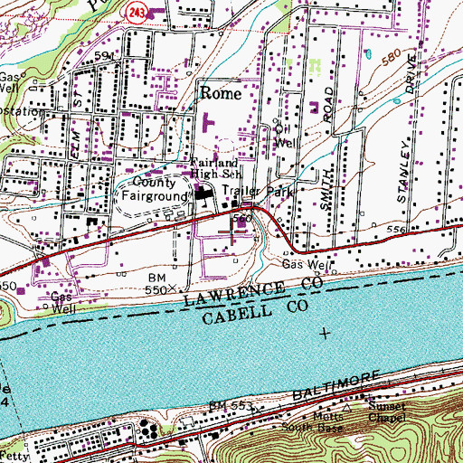 Topographic Map of Riverview Estates, OH