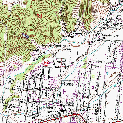 Topographic Map of Miller Estates, OH
