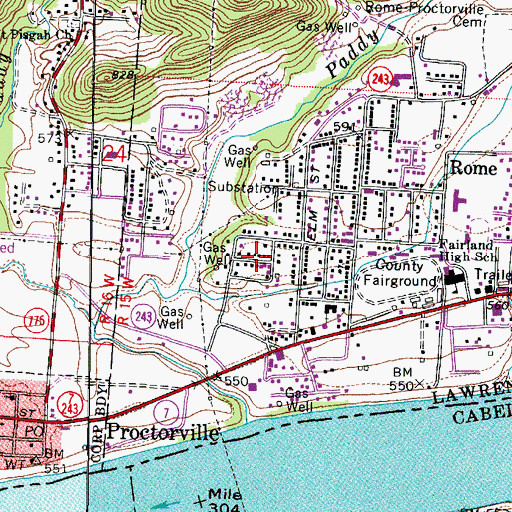 Topographic Map of Fairland, OH