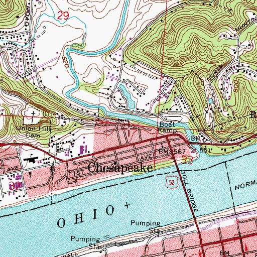 Topographic Map of Chesapeake Plaza, OH