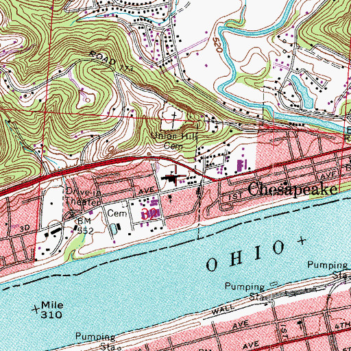 Topographic Map of Chesapeake Elementary School, OH