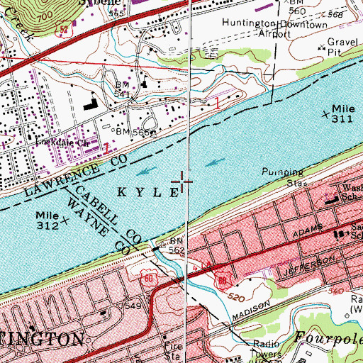Topographic Map of Lock and Dam Number 28 (historical), OH