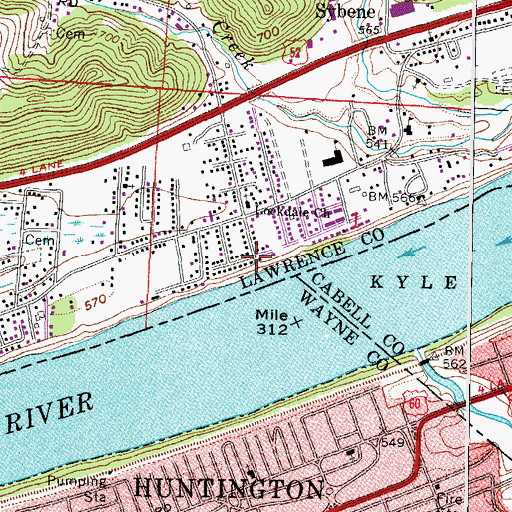 Topographic Map of Glenroy, OH