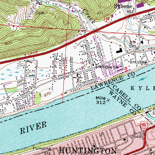 Topographic Map of Willowvale, OH