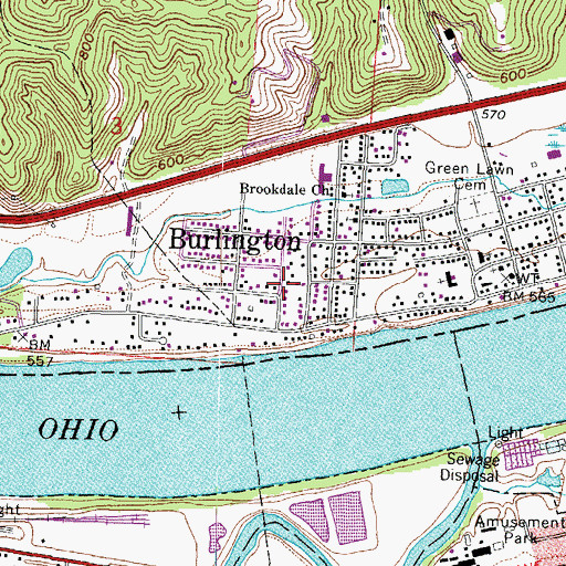 Topographic Map of Brookdale, OH