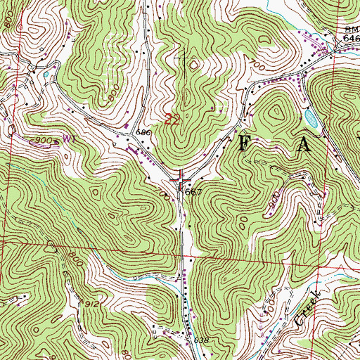 Topographic Map of Grant School, OH