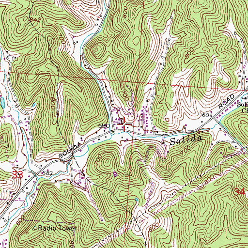 Topographic Map of Solida School, OH
