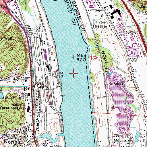 Topographic Map of Lock and Dam Number 29 (historical), OH