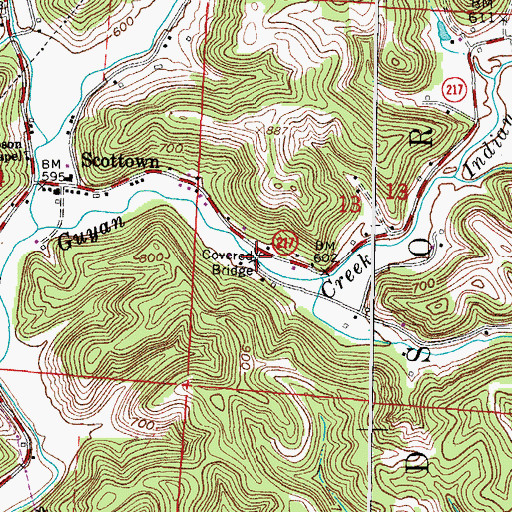 Topographic Map of Scottown Bridge, OH