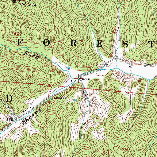 Topographic Map of Cherryville (historical), OH