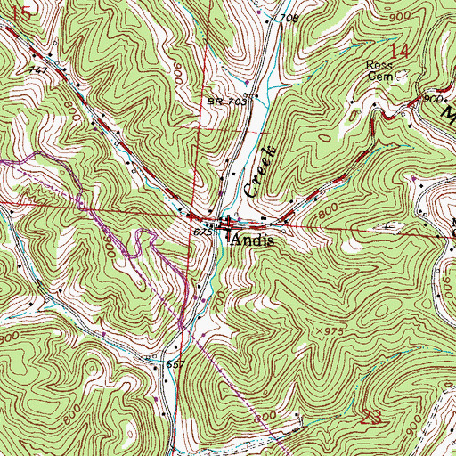 Topographic Map of Andis Elementary School, OH