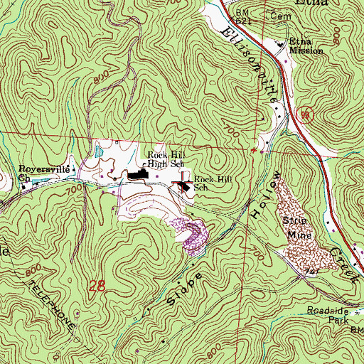 Topographic Map of Rock Hill Number 3 Elementary School, OH