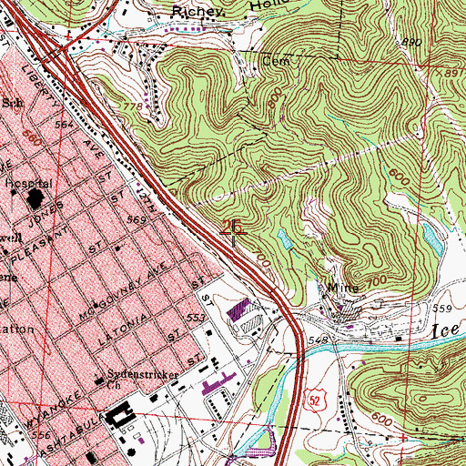 Topographic Map of Edgemont School, OH