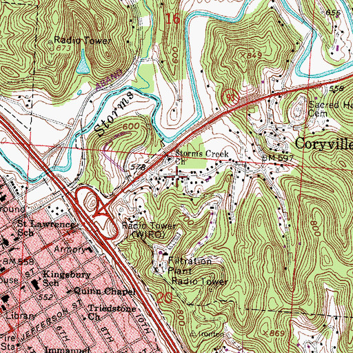 Topographic Map of Coryville School, OH