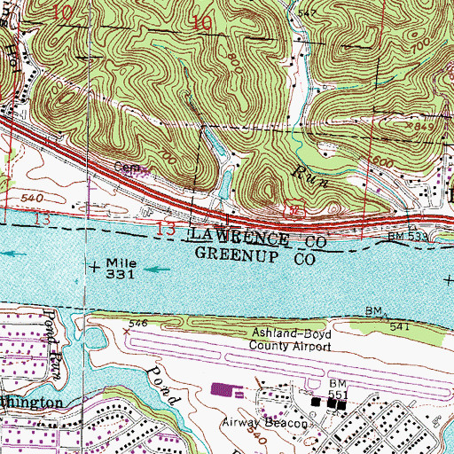 Topographic Map of Islington Run, OH