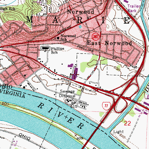Topographic Map of Lafayette Shopping Center, OH