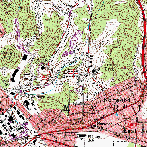 Topographic Map of Longvue, OH