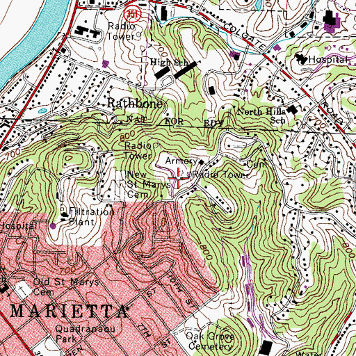 Topographic Map of Emerson, OH