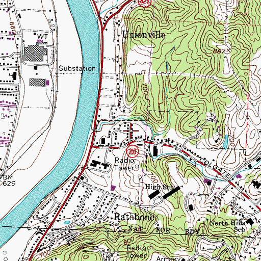 Topographic Map of Muskingum Terrace, OH