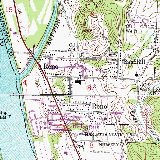Topographic Map of Reno Elementary School, OH