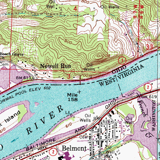 Topographic Map of Clarks Landing, OH