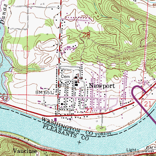 Topographic Map of Newport Elementary School, OH