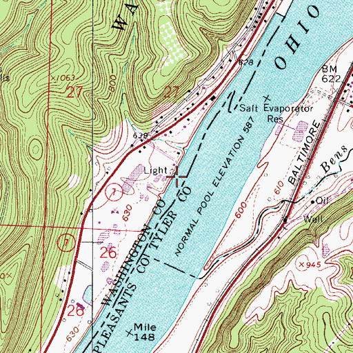 Topographic Map of Dawes Landing, OH