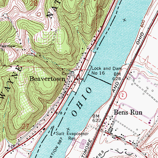 Topographic Map of Jollys Run, OH