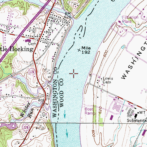 Topographic Map of Lock and Dam Number 19 (historical), OH