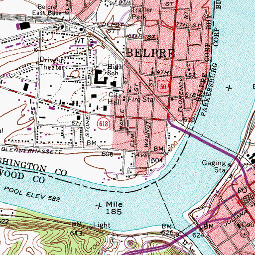 Topographic Map of Saint Ambrose Catholic Church, OH