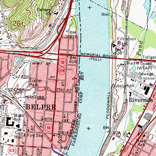 Topographic Map of Blennerhassett Yacht Club, OH