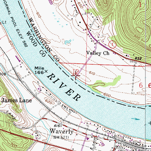 Topographic Map of Old Posey Landing, OH
