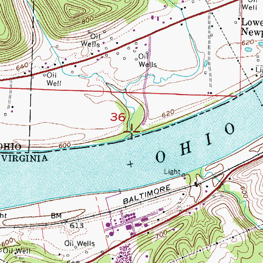 Topographic Map of Plummers Creek, OH