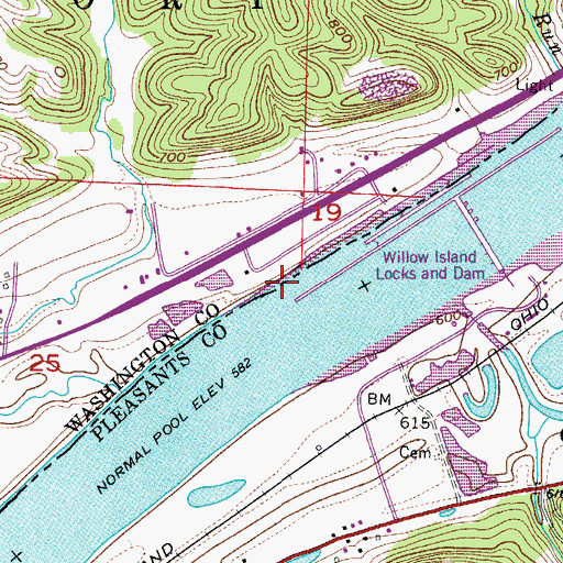 Topographic Map of Barkers Landing, OH