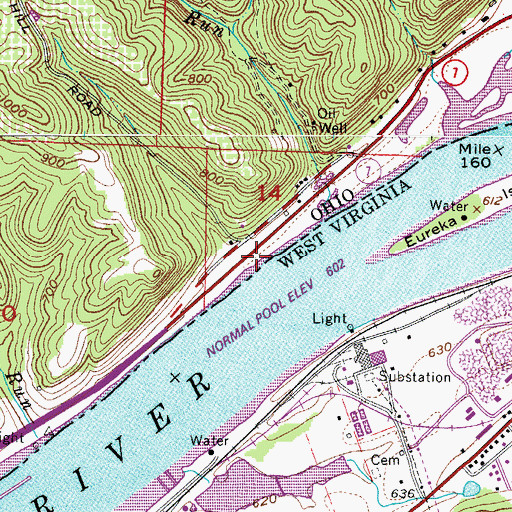 Topographic Map of Smiths Landing, OH