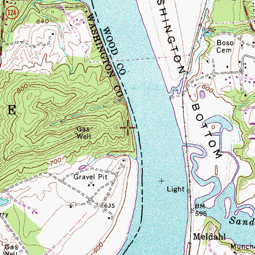 Topographic Map of Rock Bluff, OH